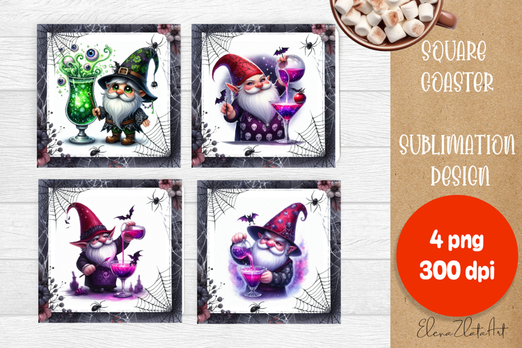 Halloween Sublimation Coaster Design, Halloween Gnome PNG