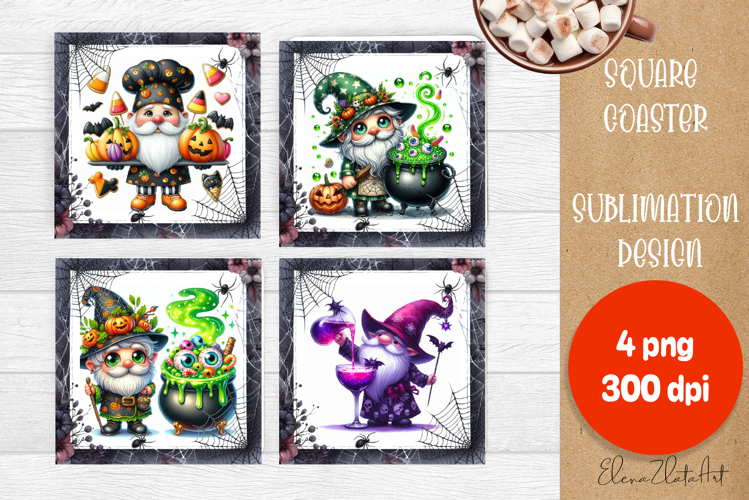 Halloween Sublimation Coaster Design, Halloween Gnome PNG