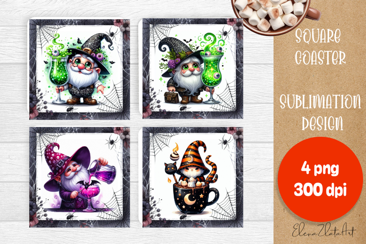 Halloween Sublimation Coaster Design, Halloween Gnome PNG