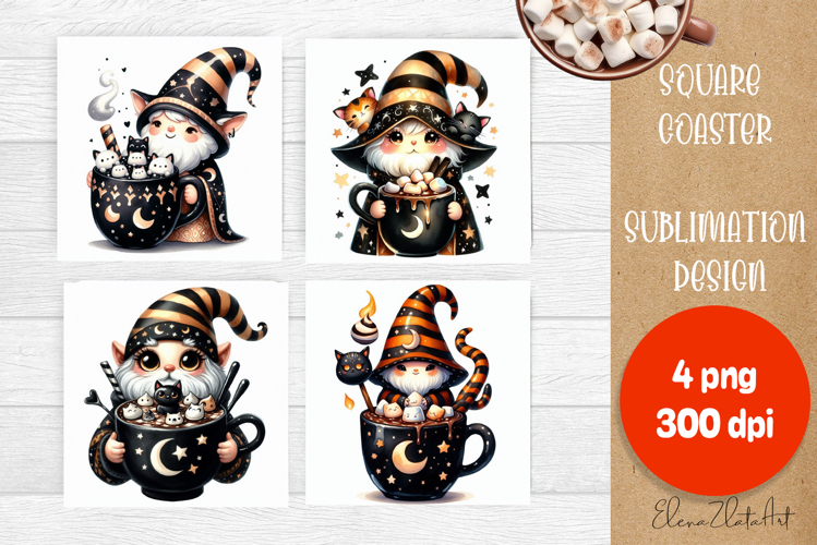 Halloween Sublimation Coaster Design, Halloween Gnome PNG