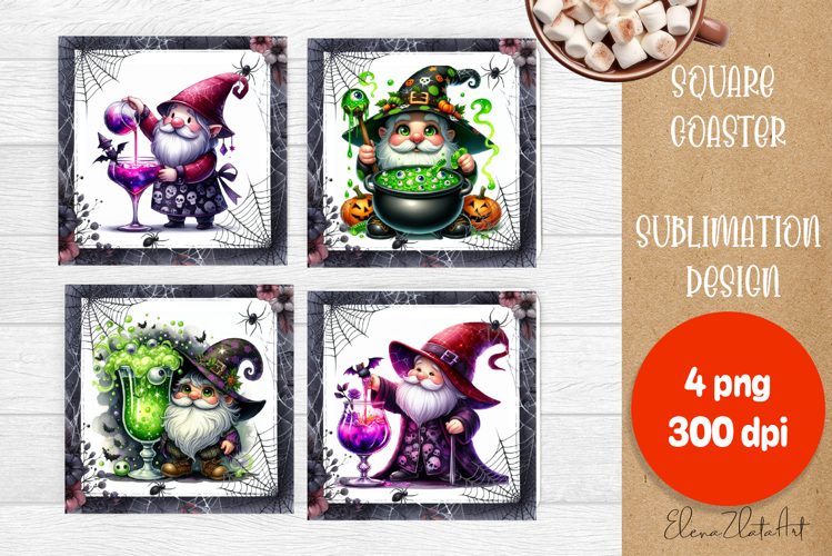 Halloween Sublimation Coaster Design, Halloween Gnome PNG