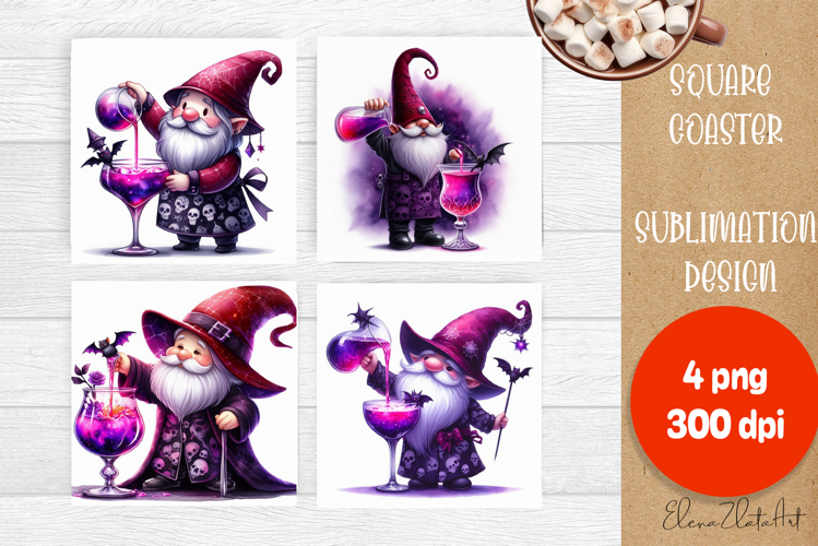 Halloween Sublimation Coaster Design, Halloween Gnome PNG