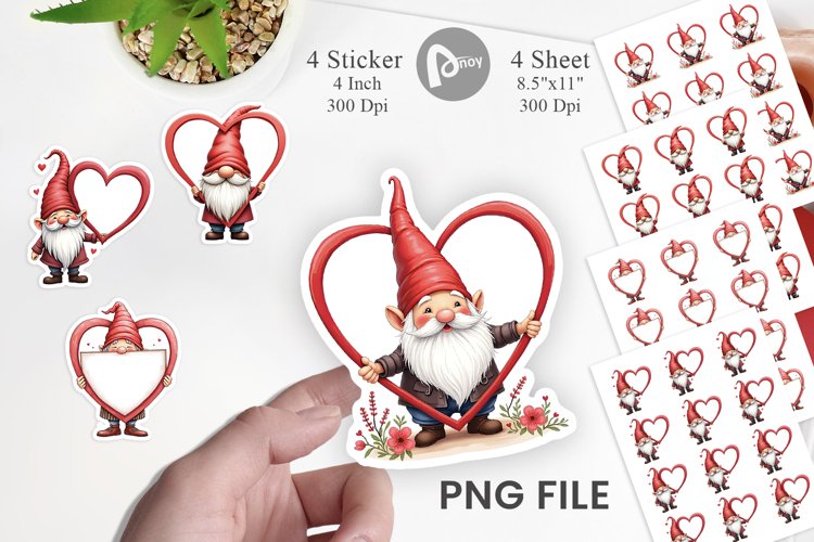Gnome Holding Heart Sticker