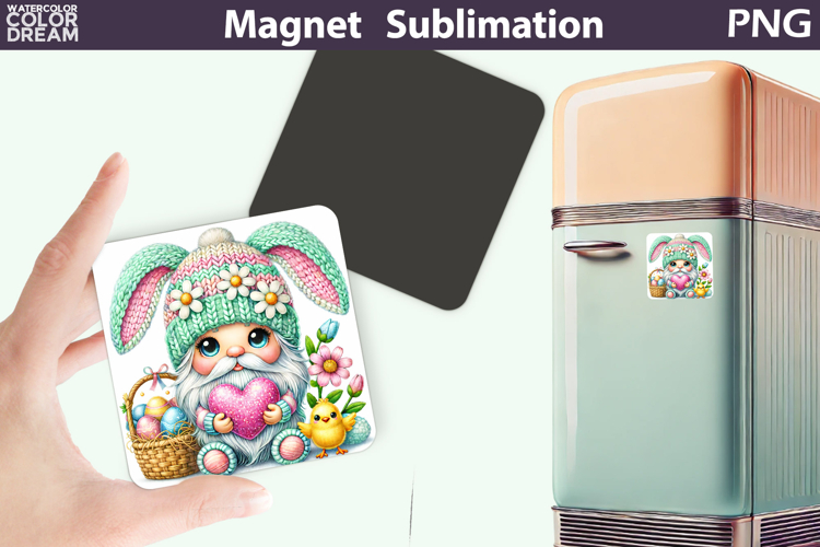 Easter Gnome Magnet Design | Spring Bunny Hat Sublimation