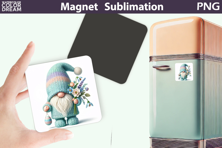 Easter Gnome Magnet Design | Gnome Spring Floral Sublimation