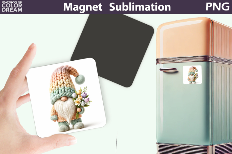 Easter Gnome Magnet Design | Gnome Spring Floral Sublimation