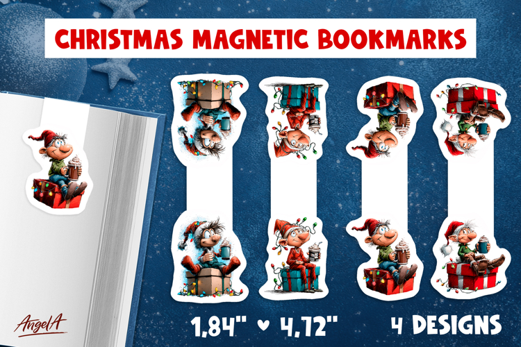 Christmas magnetic bookmarks Fairy gnome print and cut PNG
