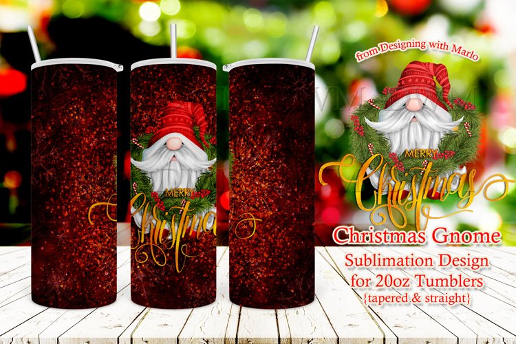 Gnome Merry Christmas 20oz Tumbler Sublimation Wrap