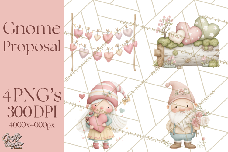 Gnome Valentine Proposal Clipart PNG Engagement Mini World