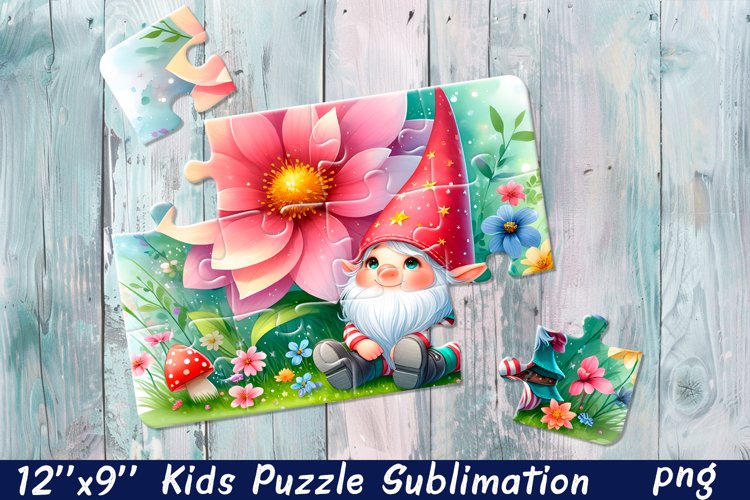 Gnome flowers| Floral Sublimation Puzzle Design