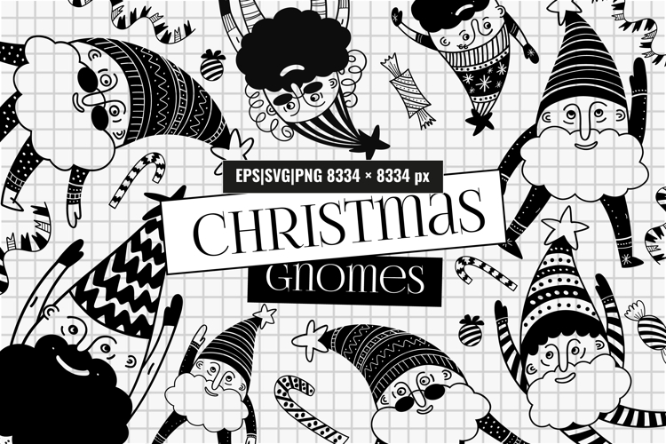 Hand Drawn Christmas Gnomes SVG