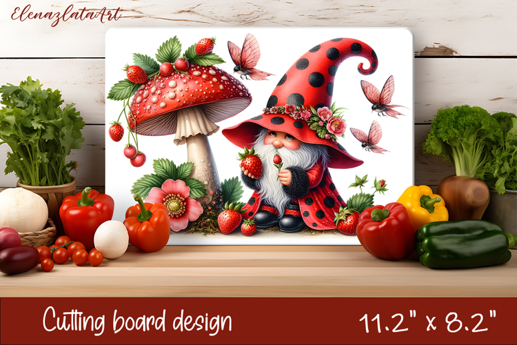 Gnome cutting board for Autumn, pumpkins, leaves