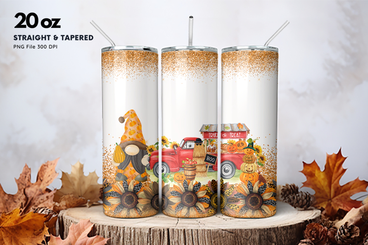 20oz Gnome Halloween Tumbler Spider Web Ghost Sublimation