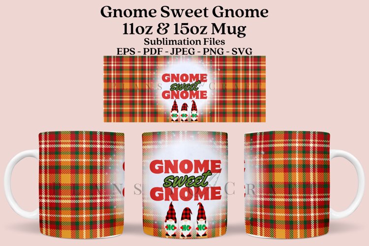 gnome sweet gnome christmas coffee mug sublimation wrap glass mug wrap svg presized for 11oz and 15oz glass mug are sublimation files