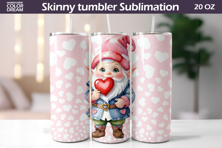 Cute Gnome Valentine Tumbler | Valentines Day Tumbler Wrap