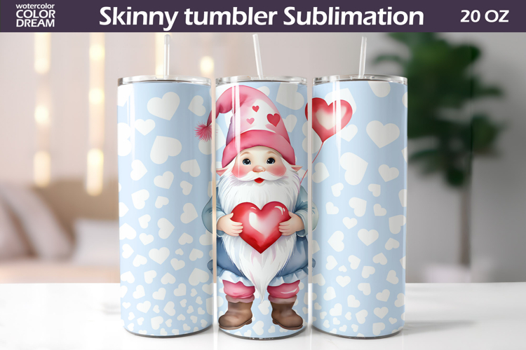 Cute Gnome Valentine Tumbler | Valentines Day Tumbler Wrap