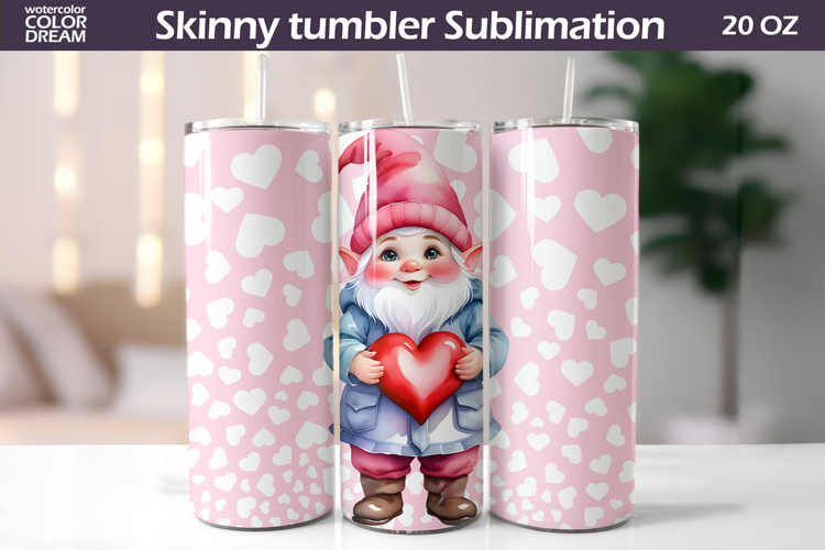 Cute Gnome Valentine Tumbler | Valentines Day Tumbler Wrap