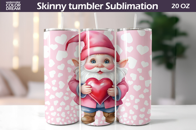 Cute Gnome Valentine Tumbler | Valentines Day Tumbler Wrap
