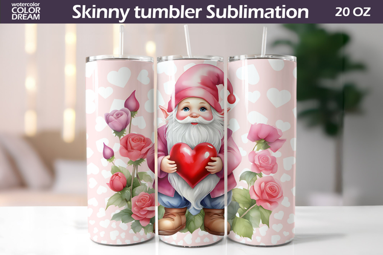 Cute Gnome Valentine Tumbler | Valentines Day Tumbler Wrap