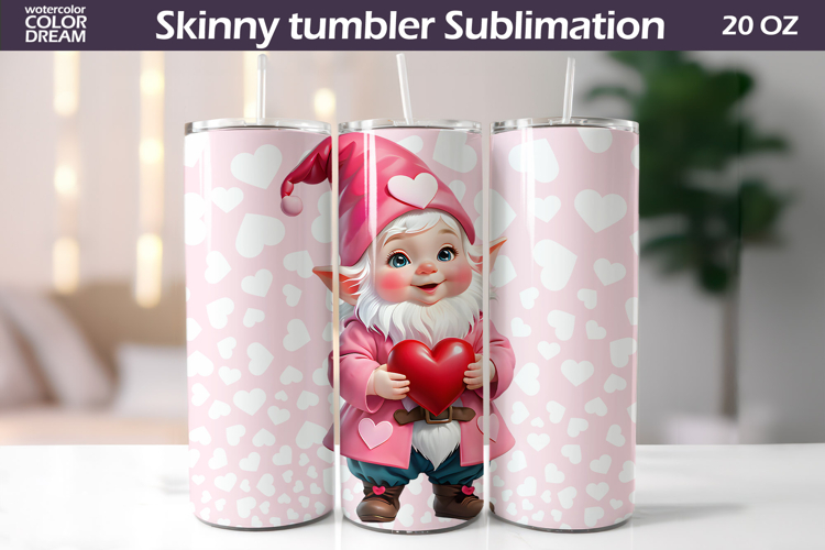 Cute Gnome Valentine Tumbler | Valentines Day Tumbler Wrap