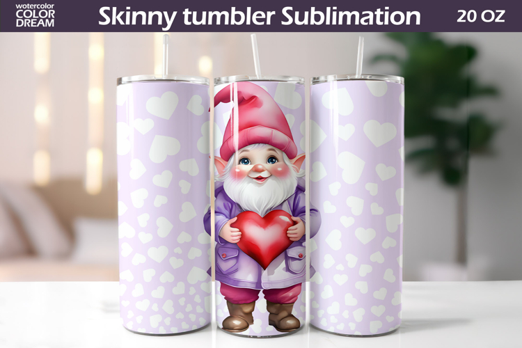 Cute Gnome Valentine Tumbler | Valentines Day Tumbler Wrap