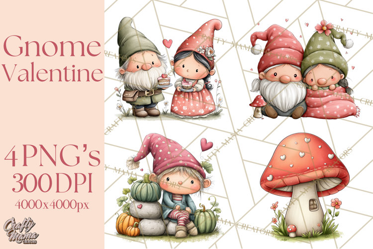 Garden Gnome Clipart PNG, Valentine Whimsical Clip Art