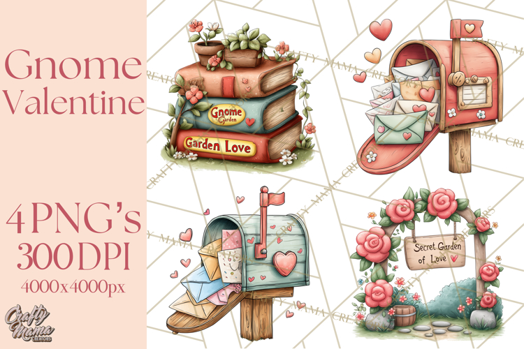 Garden Gnome Clipart PNG, Valentine Whimsical Clip Art
