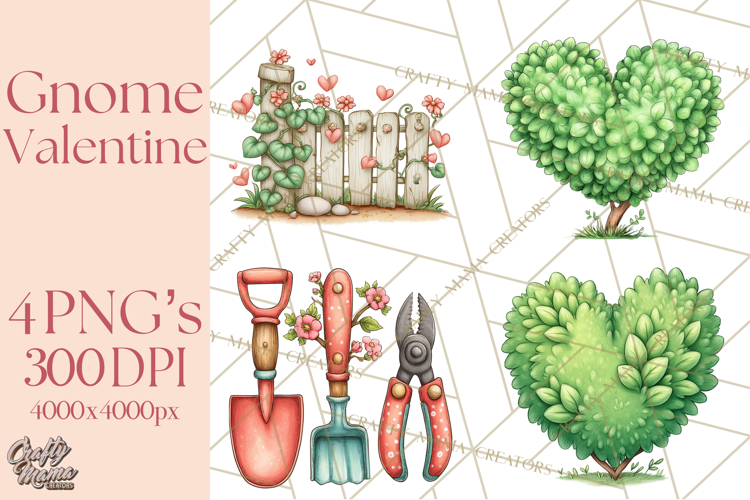 Garden Gnome Clipart PNG, Valentine Whimsical Clip Art