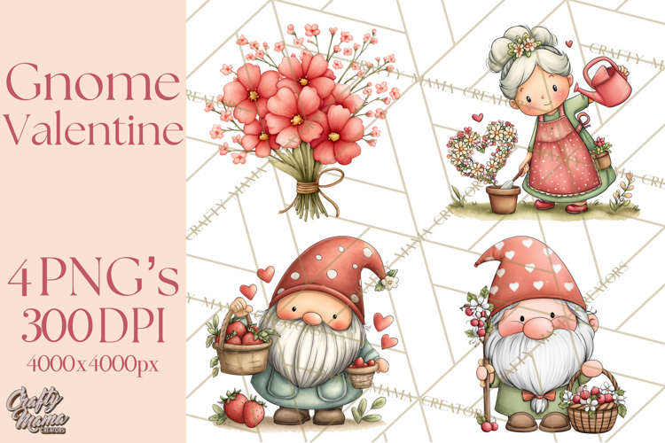 Garden Gnome Clipart PNG, Valentine Whimsical Clip Art