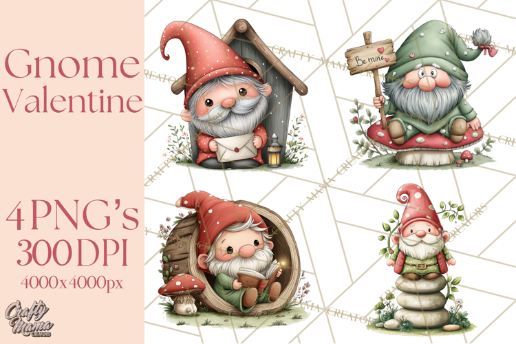 Garden Gnome Clipart PNG, Valentine Whimsical Clip Art
