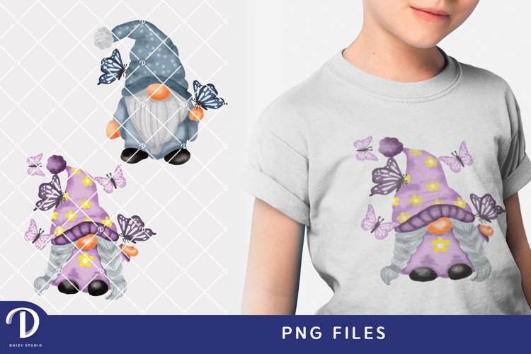 Gnome with Butterflies Sublimation PNG Files example image 1