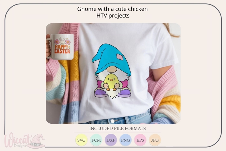 Easter Gnome with Chick svg, Cute Spring Gnome Cut File