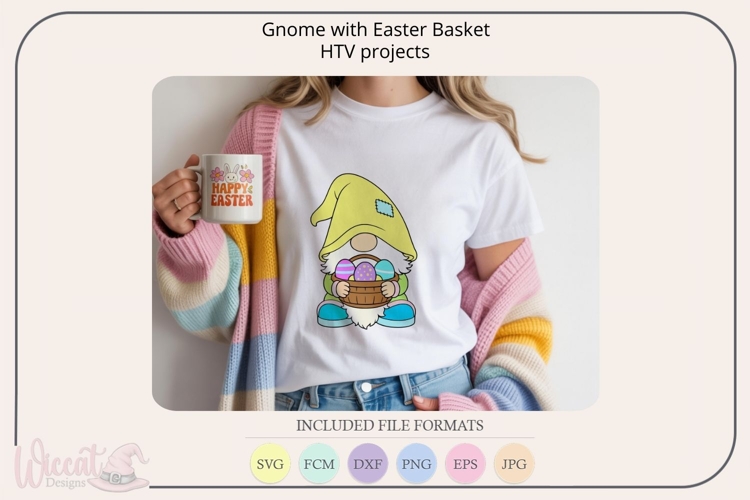 Easter Gnome with Basket SVG, Spring Cut File