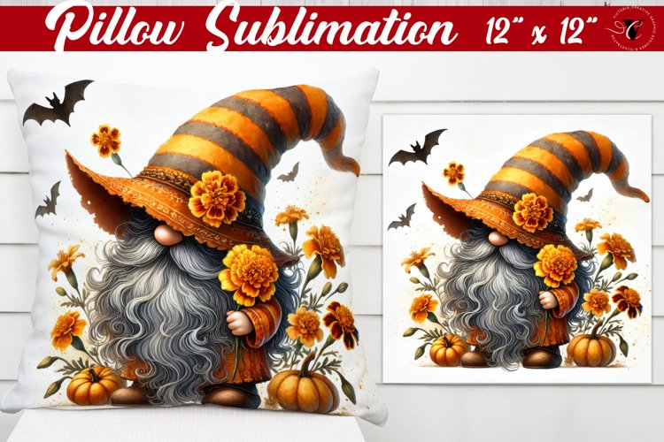Pillow sublimation | Gnome with Flowers | Spring
