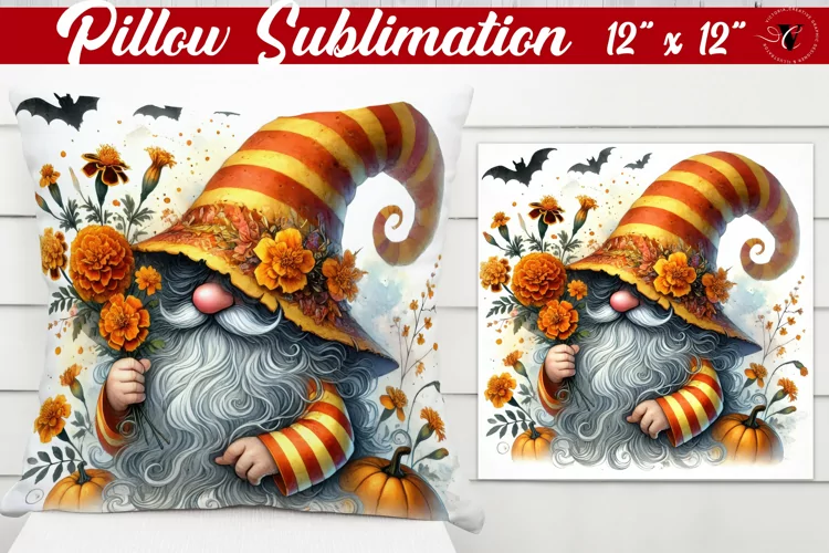 Pillow sublimation | Gnome with Flowers | Spring