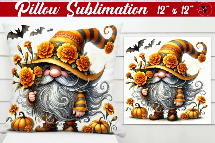 Pillow sublimation | Gnome with Flowers | Spring