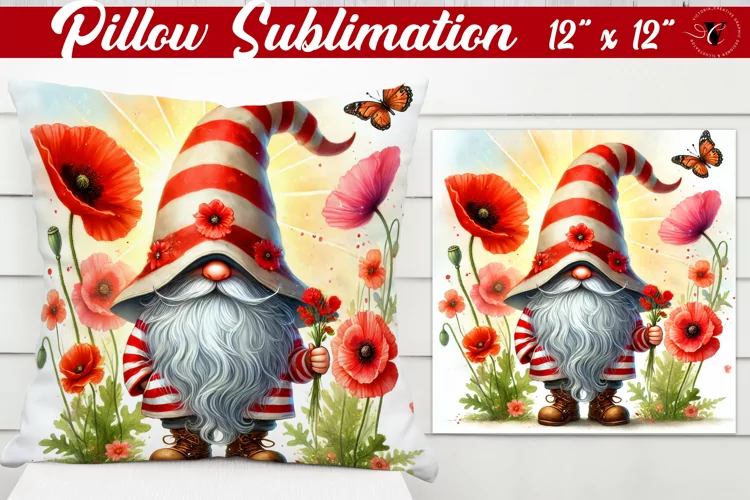 Pillow sublimation | Gnome with Flowers | Spring