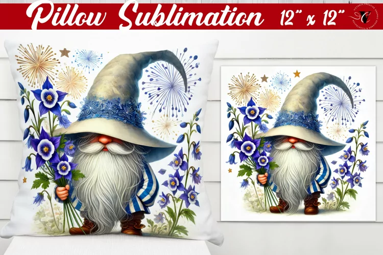 Pillow sublimation | Gnome with Flowers | Spring