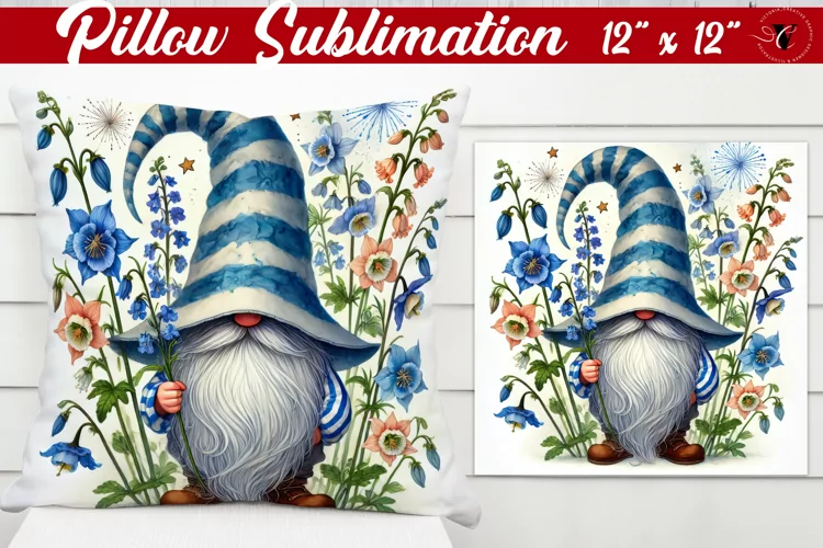 Pillow sublimation | Gnome with Flowers | Spring