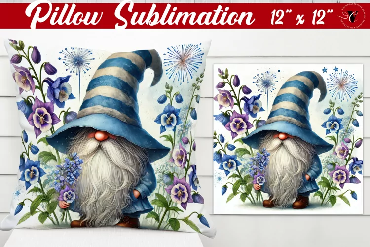 Pillow sublimation | Gnome with Flowers | Spring