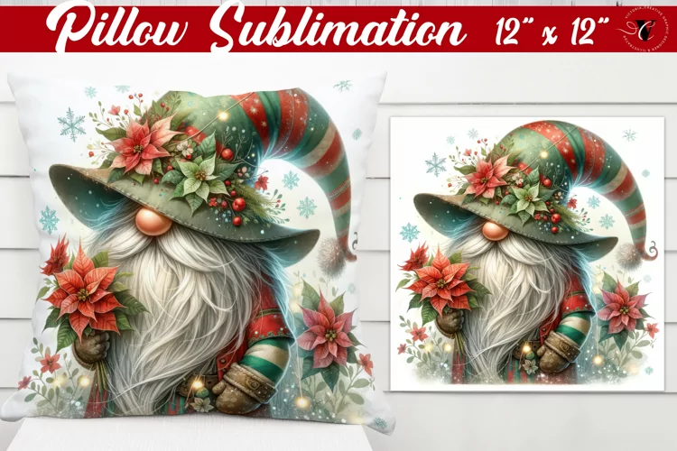 Pillow sublimation | Gnome with Flowers | Spring