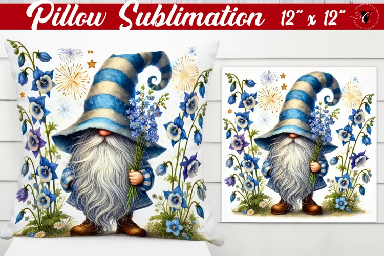Pillow sublimation | Gnome with Flowers | Spring