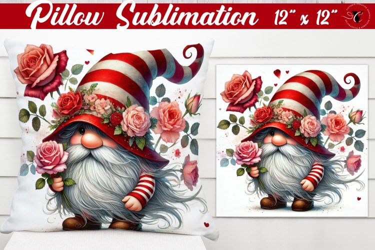 Pillow sublimation | Gnome with Flowers | Spring