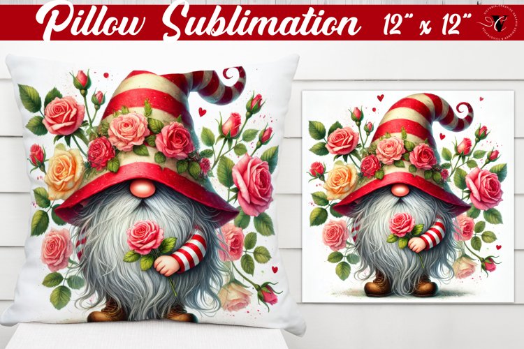 Pillow sublimation | Gnome with Flowers | Spring
