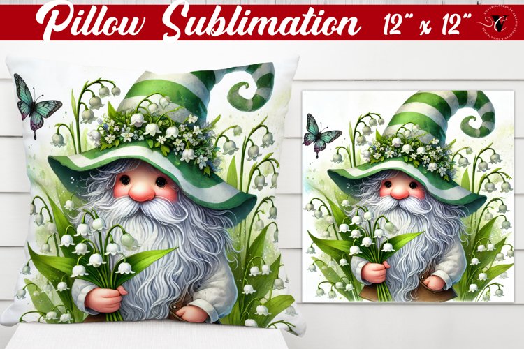 Pillow sublimation | Gnome with Flowers | Spring