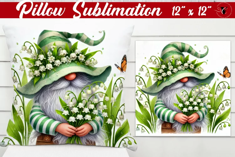 Pillow sublimation | Gnome with Flowers | Spring