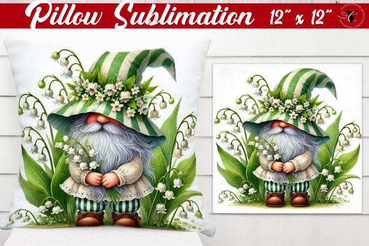 Pillow sublimation | Gnome with Flowers | Spring
