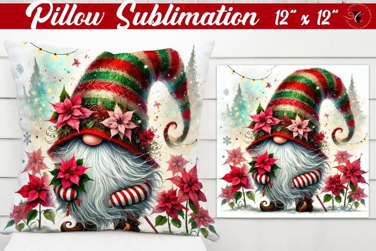 Pillow sublimation | Gnome with Flowers | Spring