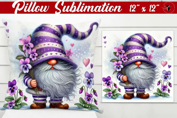 Pillow sublimation | Gnome with Flowers | Spring