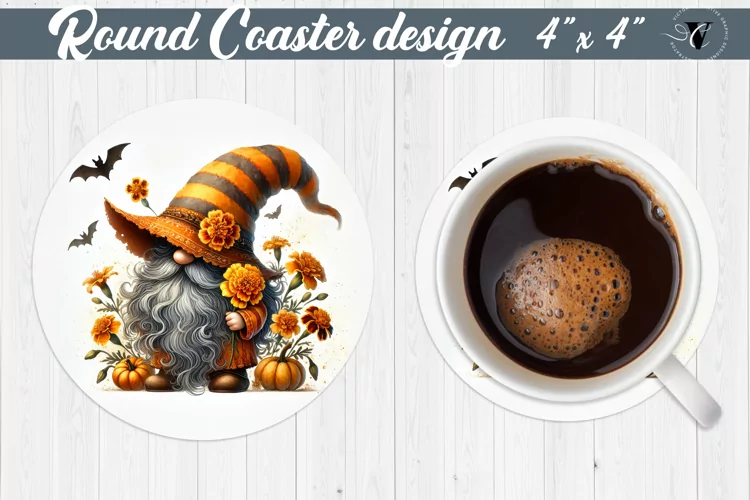 Round Coasters | Gnome with Flowers | Spring